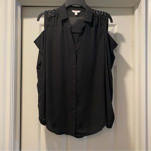 Black Blouse with Shoulder Holes & Bling